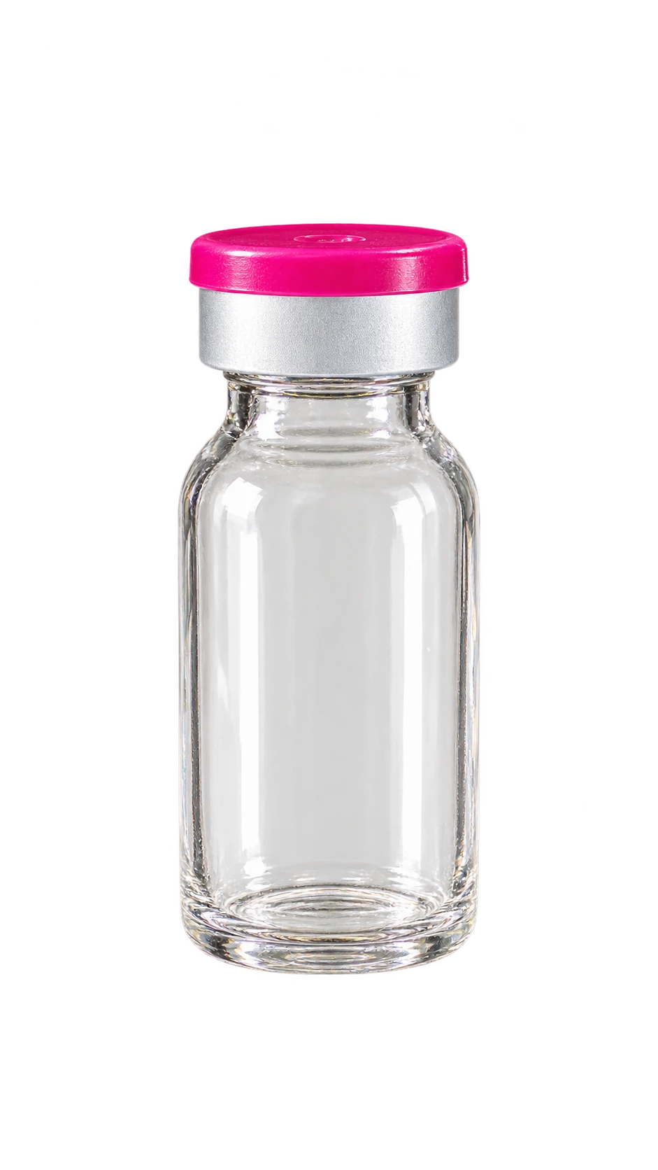 Clear pharmaceutical vial with aluminium flip-off seal